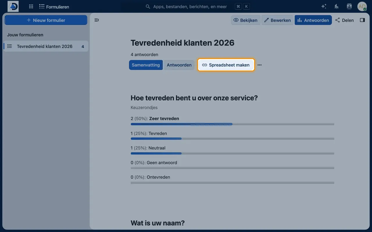 Screenshot in Nextcloud: View the results